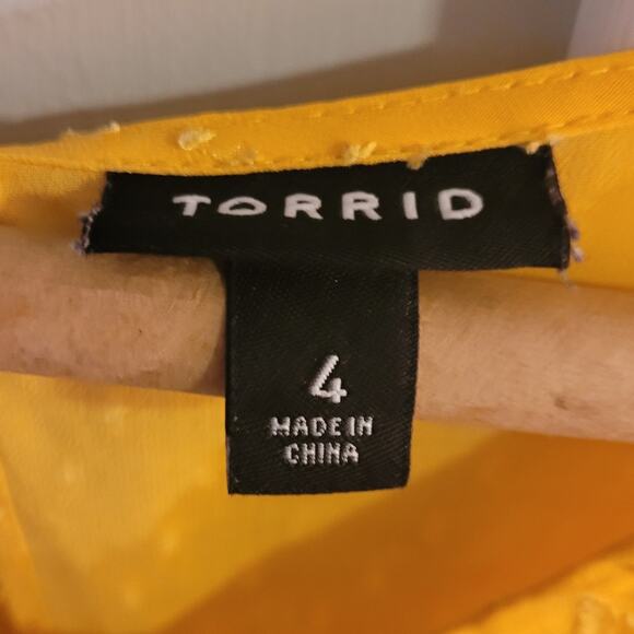 Torrid Plus 4X Yellow Swiss Dot Embroidered Sleeveless Tunic Blouse Top Womens - Picture 5 of 12